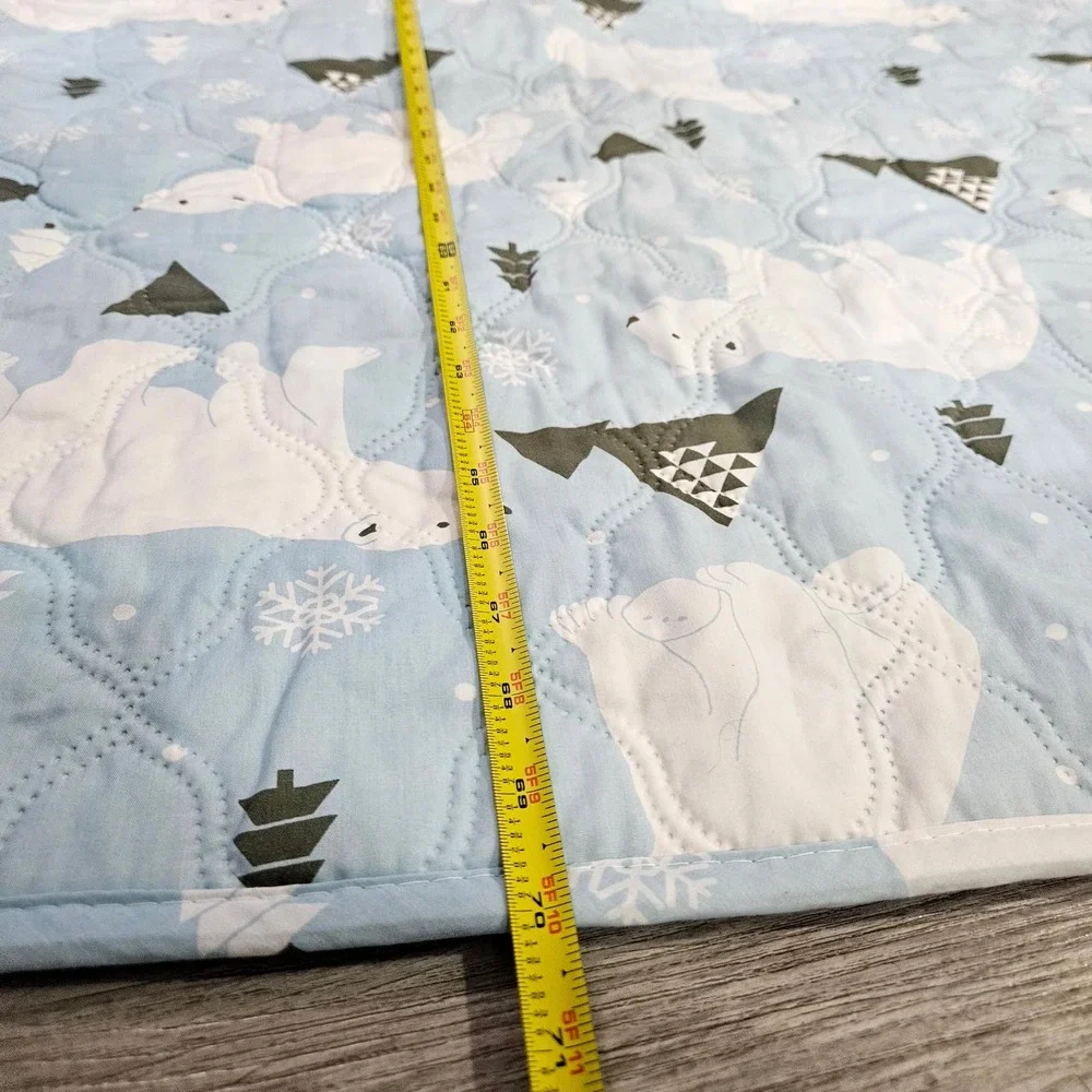 Auto Matic Electric Heated Blanket Light Blue Polar Bear Winter Print 52x70